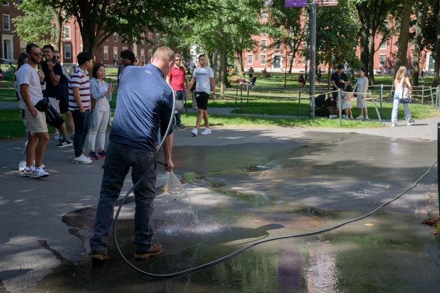 The chalked messages were washed away shortly after they were written.